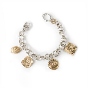 Bracciale in Argento con pendenti di Magritte, Picasso e Botero
